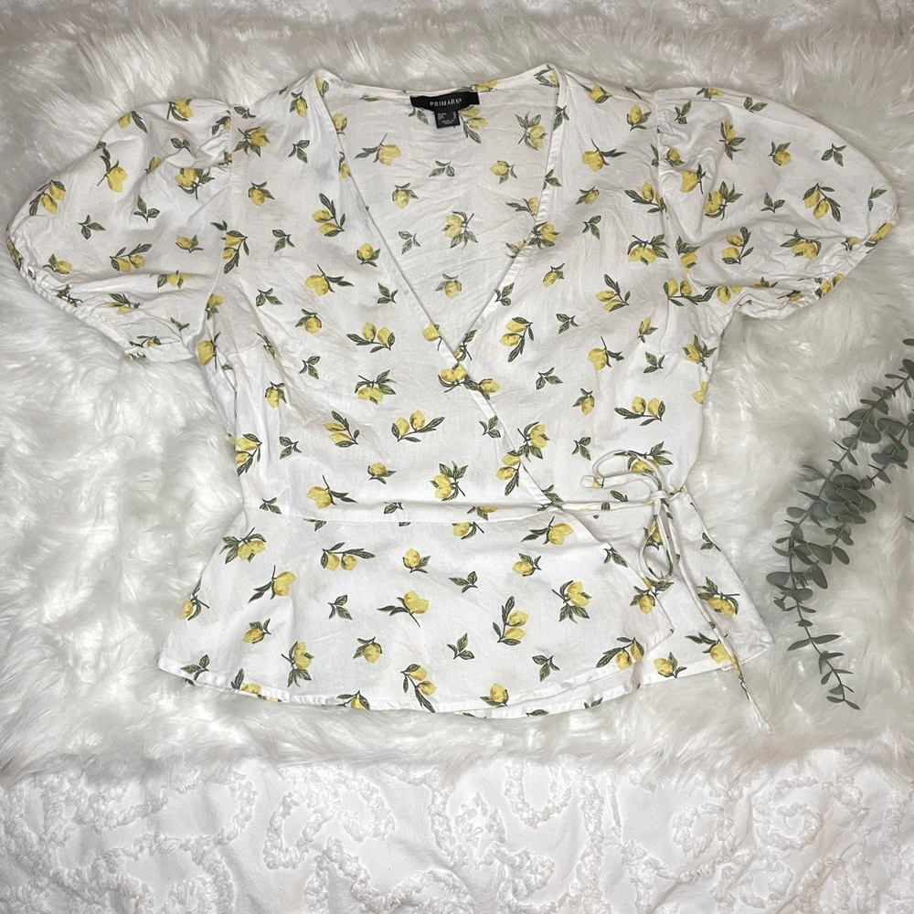 EUC Lemon Wrap Top Primark Size 6